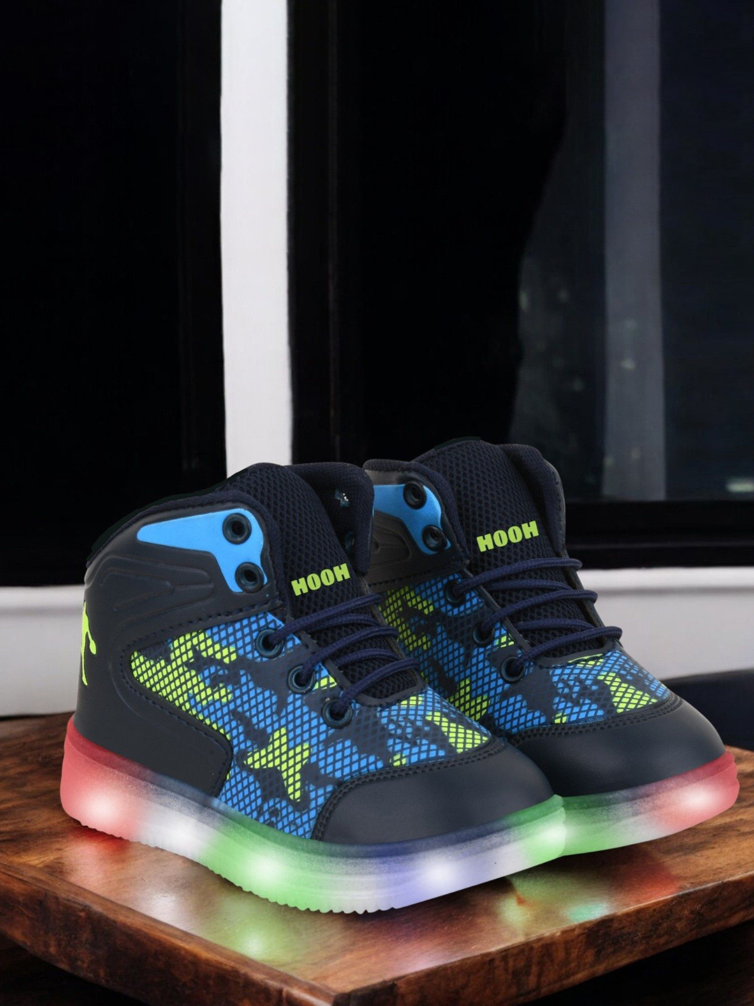 

HOOH Now Comfort in Fashion Kids Printed Lace-Ups LED Sneakers, Blue