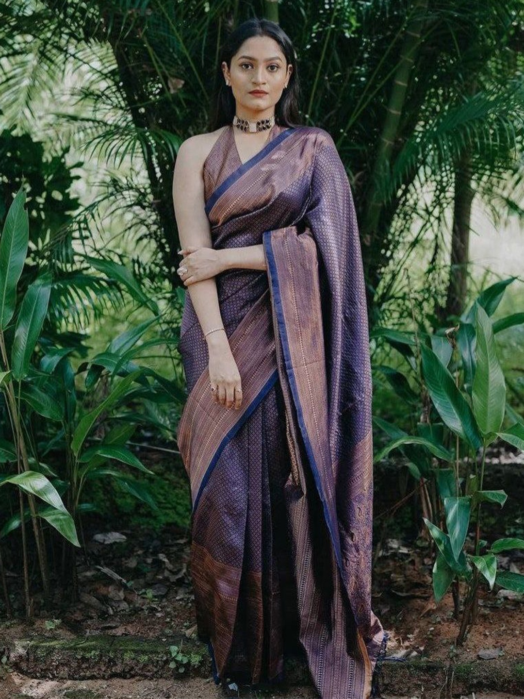 

Taslar Woven Design Zari Pure Silk Banarasi Saree, Blue