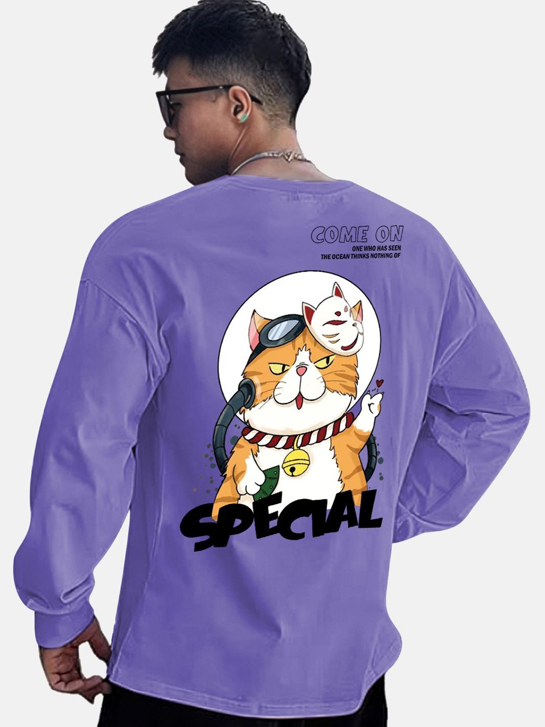 

CHKOKKO Men Graphic Printed Round Neck Relaxed Fit T-shirt, Purple