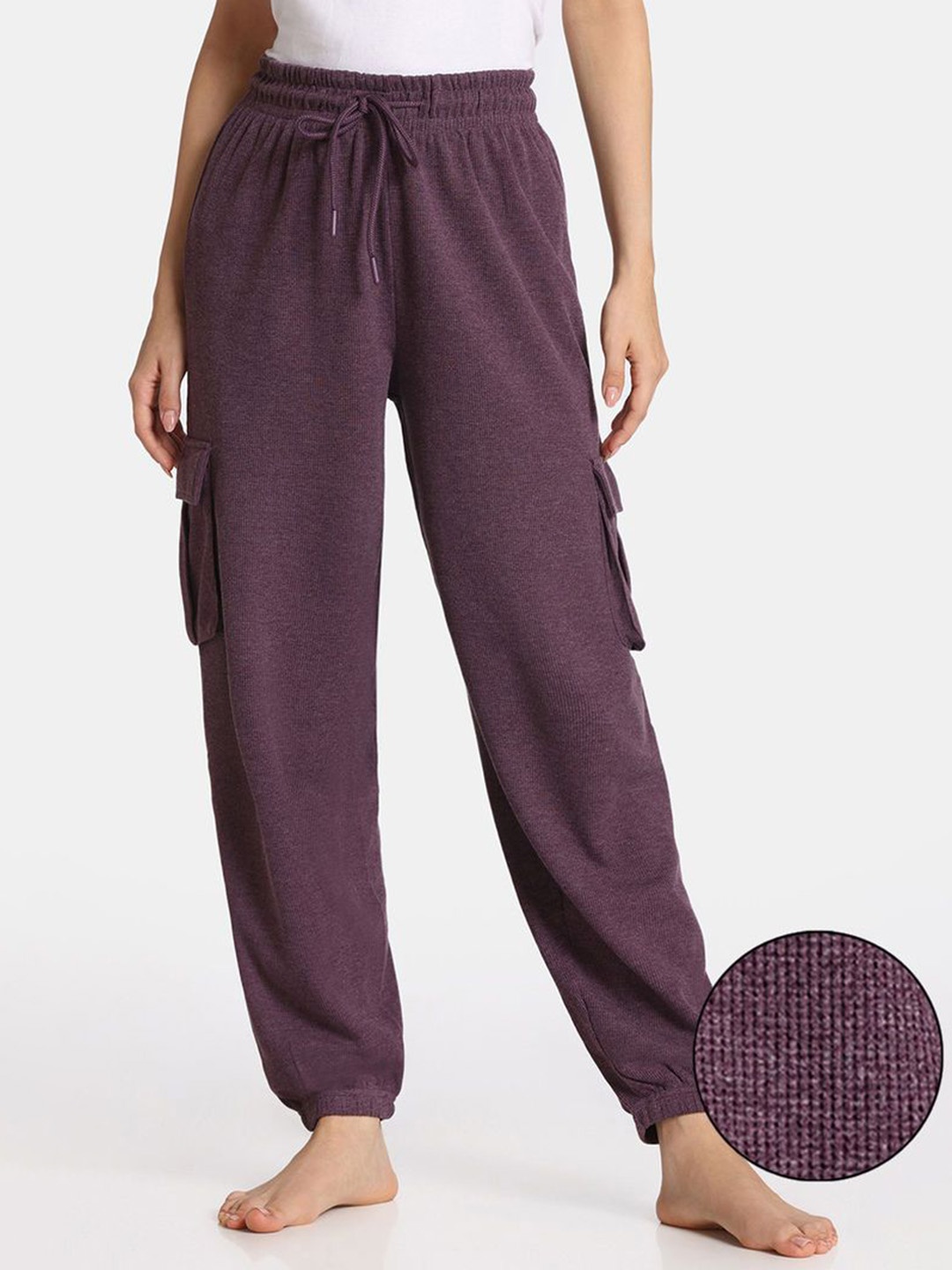 

Rosaline by Zivame Machine Wash Mid-Rise Joggers Lounge Pants, Purple