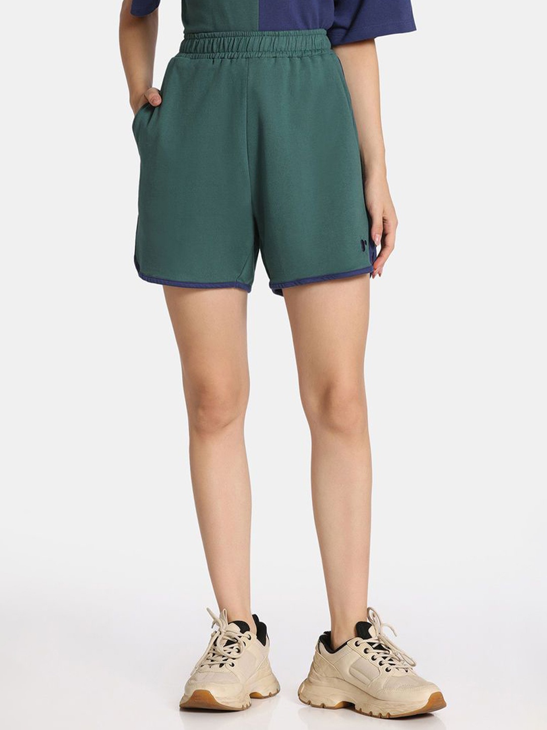 

Rosaline by Zivame Women Mid-Rise Cotton Sports Shorts, Green