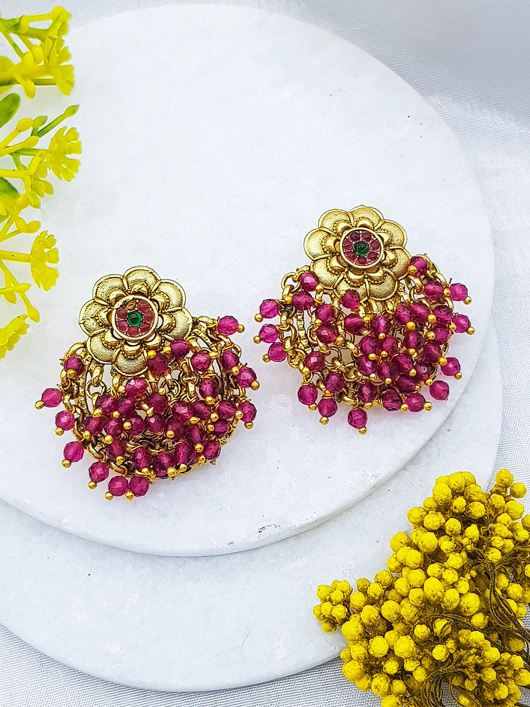 

GRIIHAM Contemporary Drop Earrings, Red