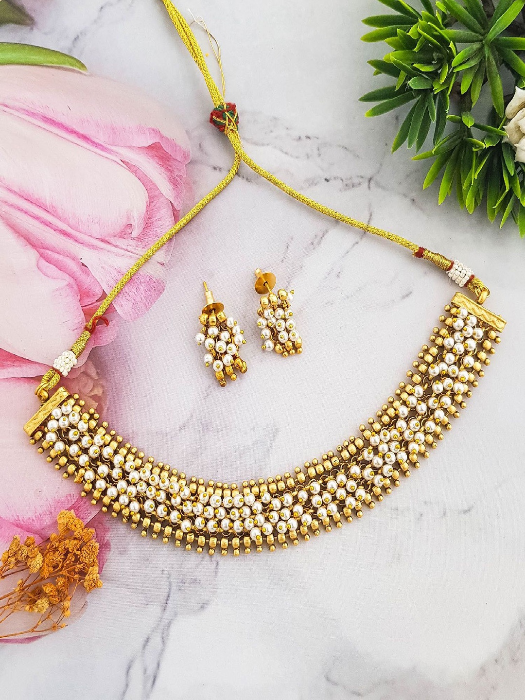 

GRIIHAM Gold-Plated Artificial Beaded Jewellery Set