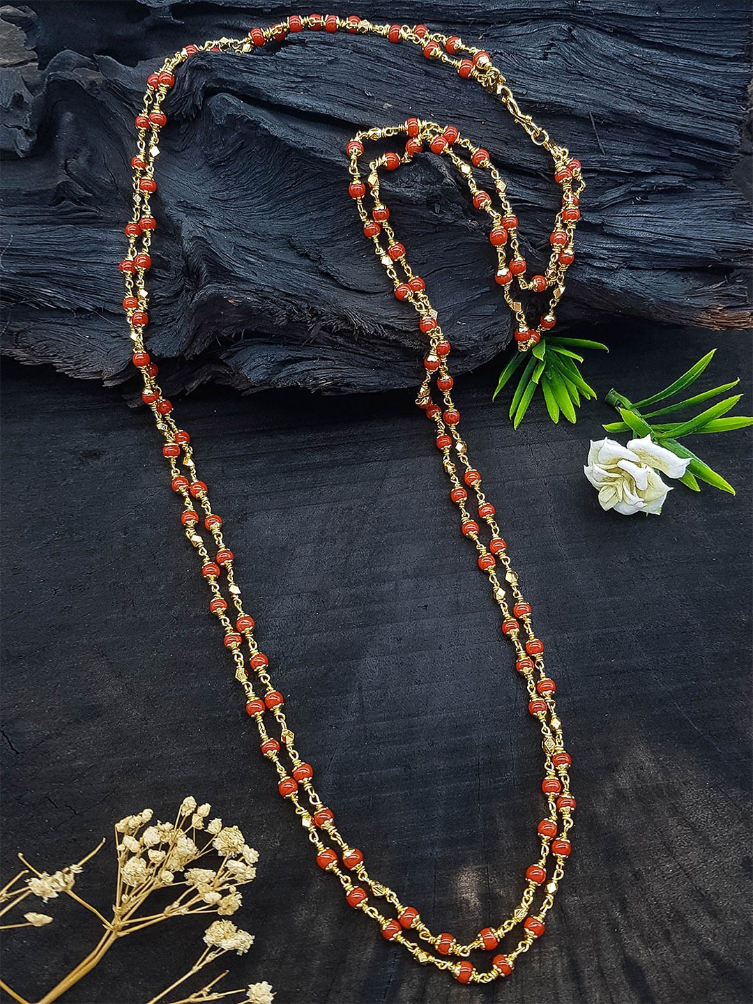 

GRIIHAM Brass Gold-Plated Necklace, Red
