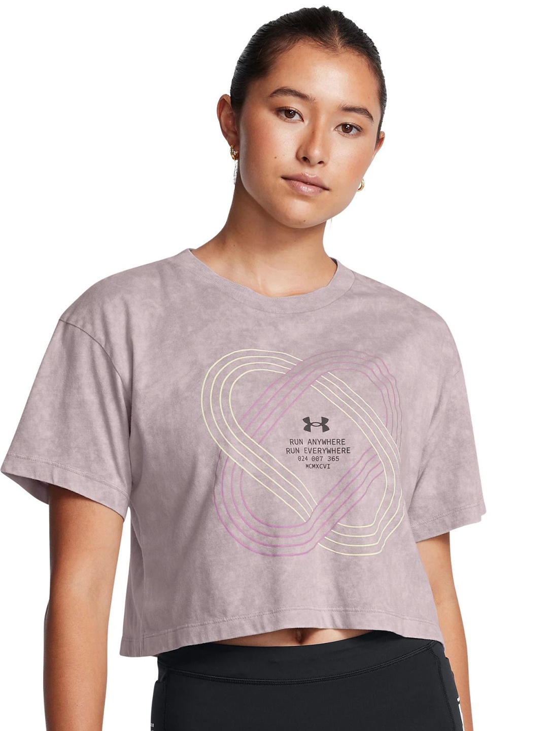 

UNDER ARMOUR Women Graphic Printed Round Neck Cotton Relaxed Fit T-shirt, Grey