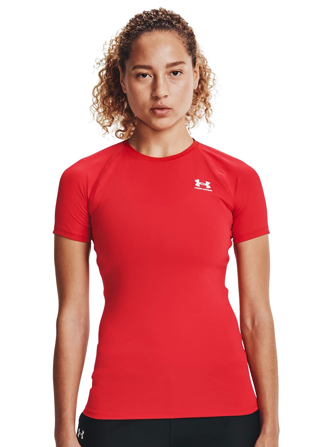 

UNDER ARMOUR Women Solid Round Neck Compression T-shirt, Red