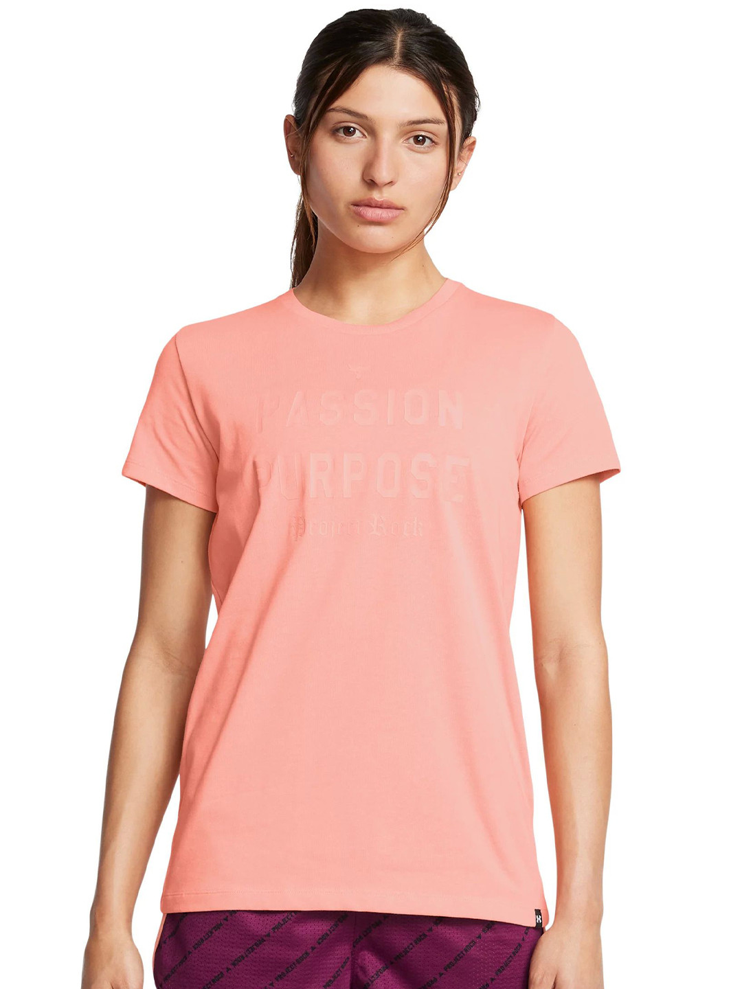 

UNDER ARMOUR Women Typography Printed Round Neck Cotton T-shirt, Peach