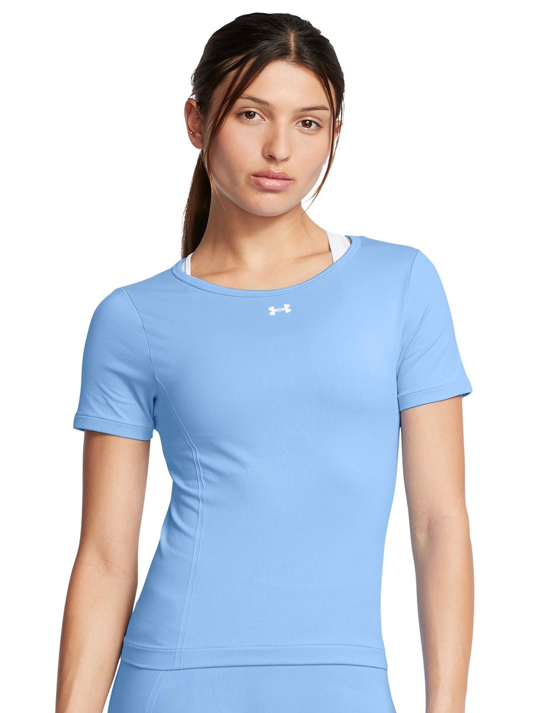 

UNDER ARMOUR Women Solid Round Neck Slim Fit T-shirt, Blue