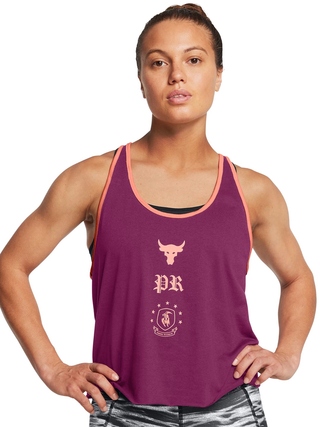

UNDER ARMOUR Women Graphic Printed Scoop Neck Cotton T-shirt, Purple