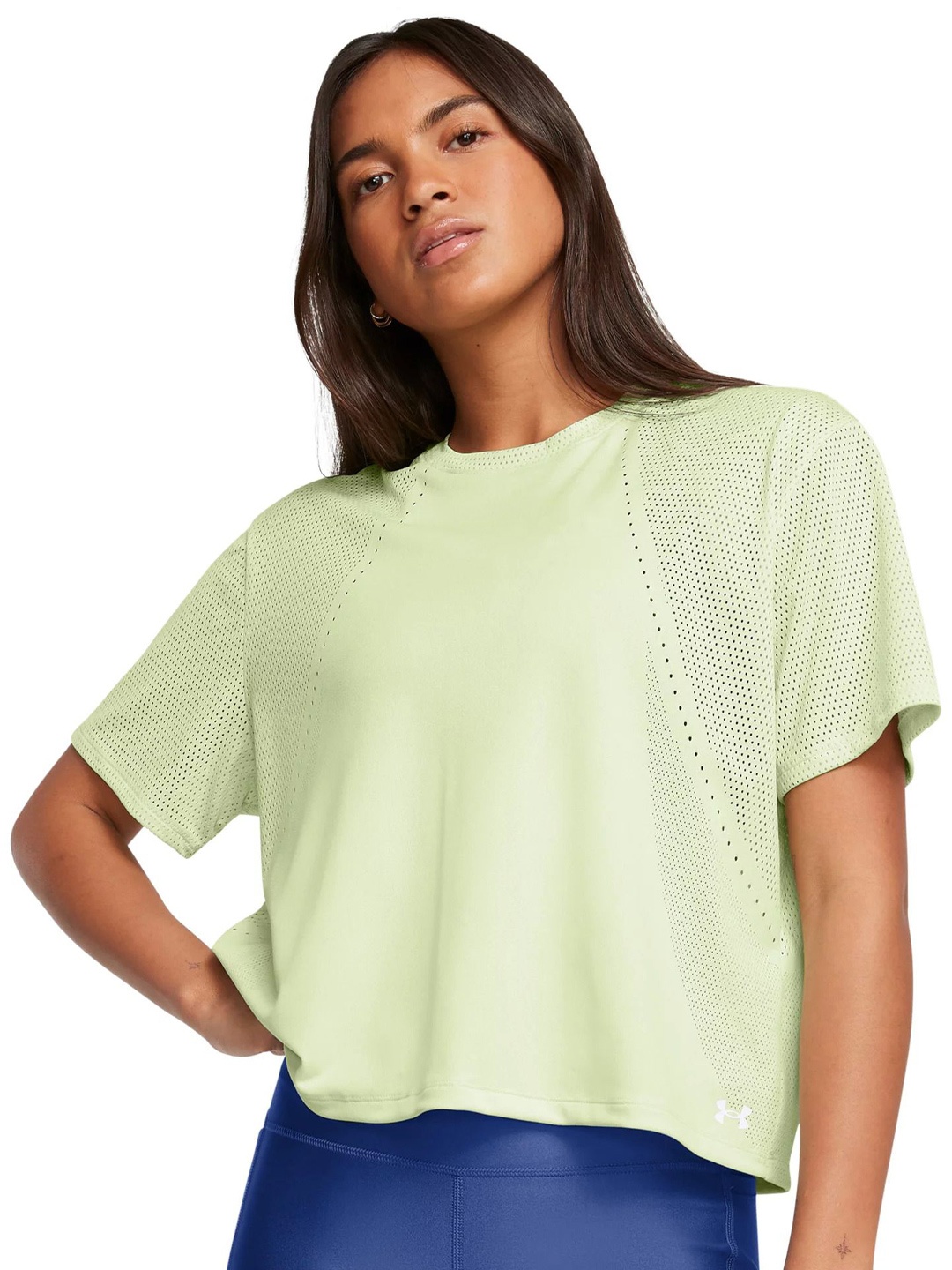 

UNDER ARMOUR Women Self Design Round Neck Relaxed Fit T-shirt, Green