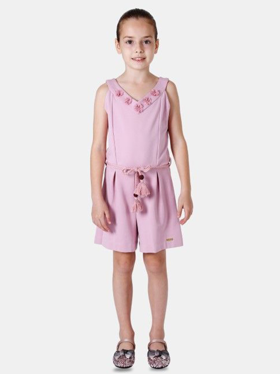

One Friday Girls Pink Solid Jumpsuit