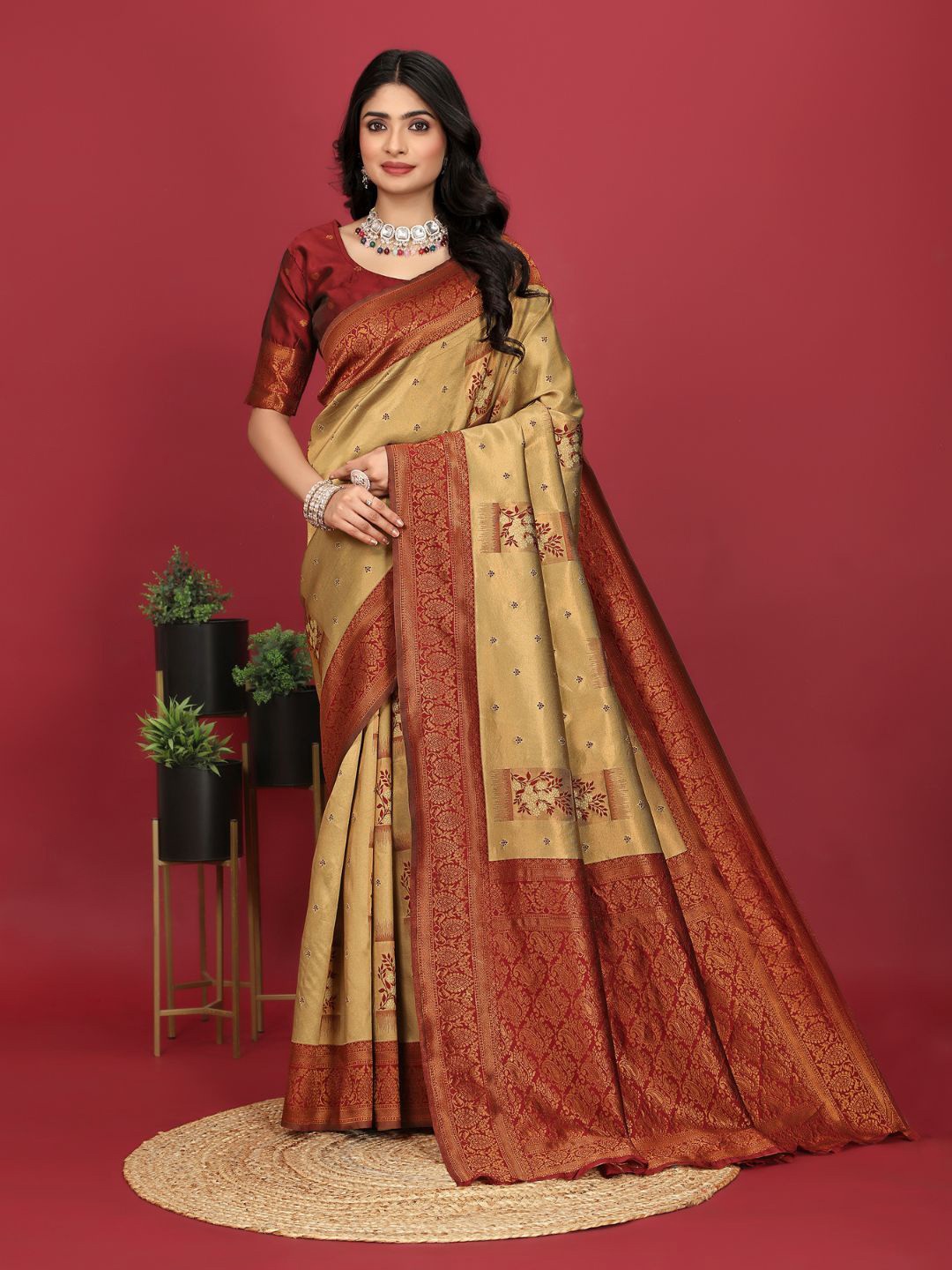 

Angoor Saree Woven Design Zari Kanjeevaram Sarees, Yellow