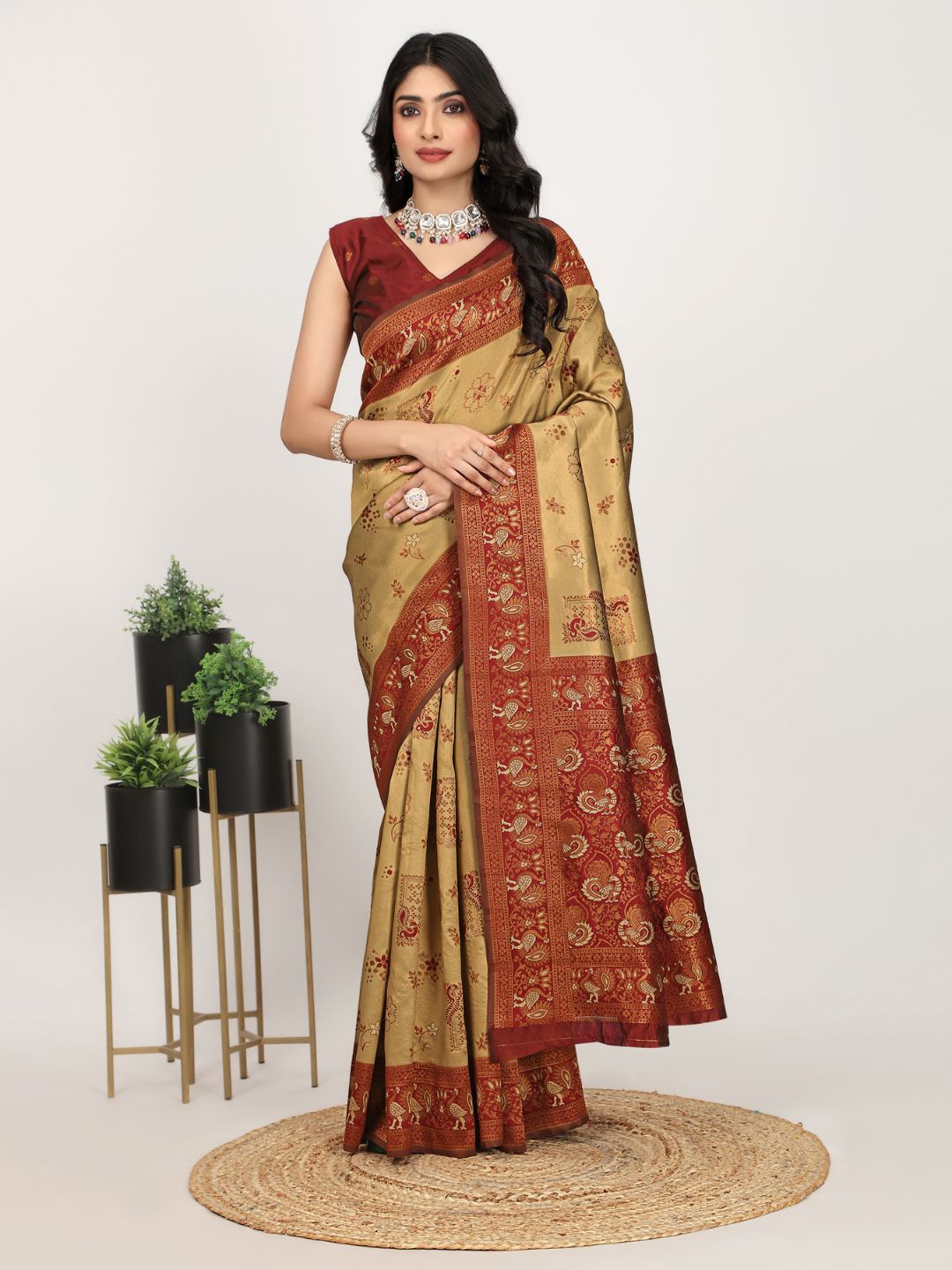 

Angoor Saree Woven Design Zari Kanjeevaram Sarees, Mustard