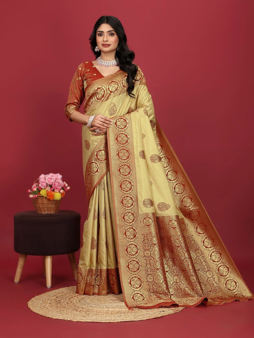 

Angoor Saree Women Ethnic Motifs Sarees, Yellow