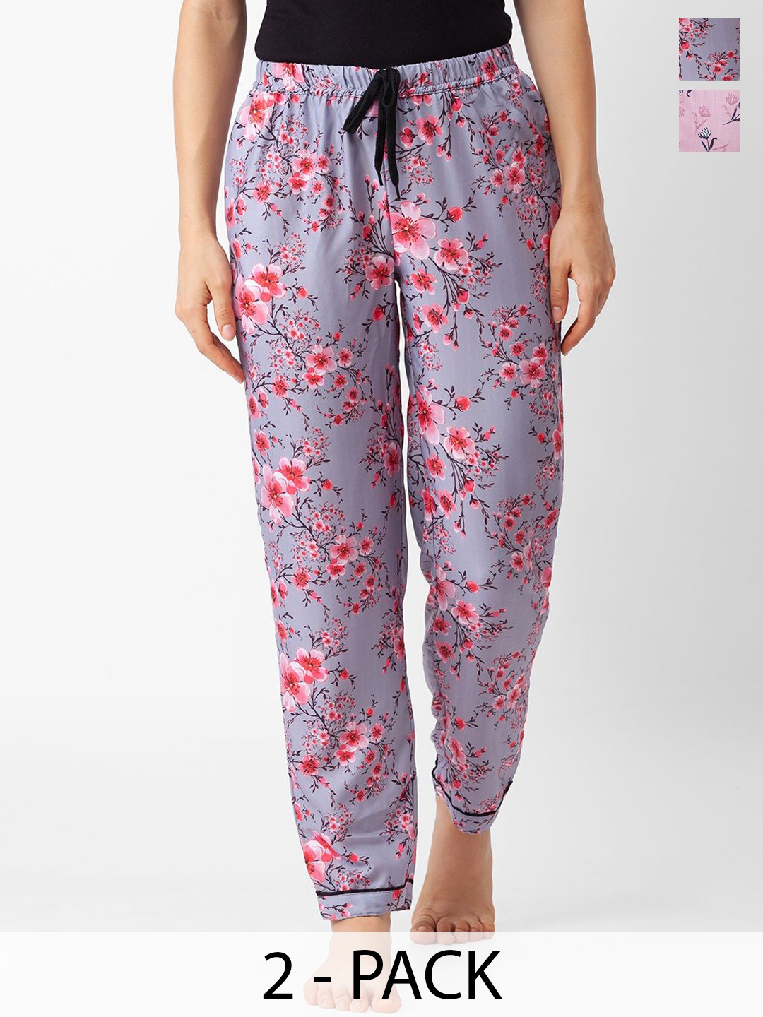 

NOIRA Women Pack Of 2 Printed Lounge Pants, Purple