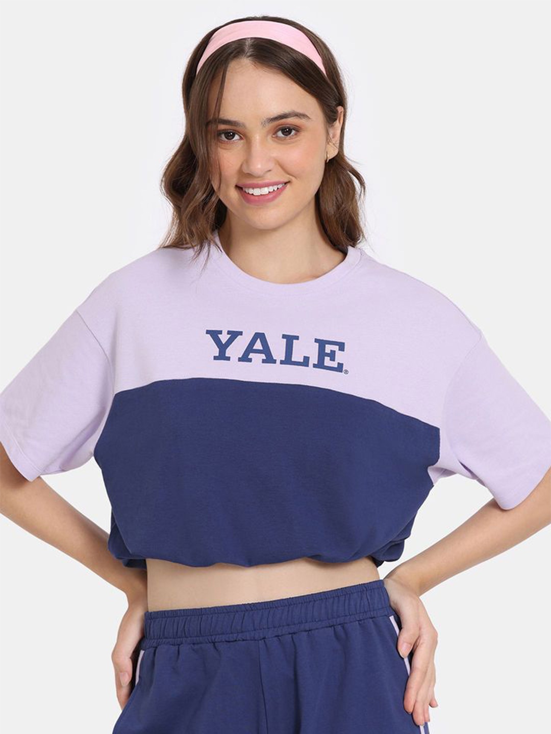 

Rosaline by Zivame Women Colourblocked Cotton Crop Top, Lavender
