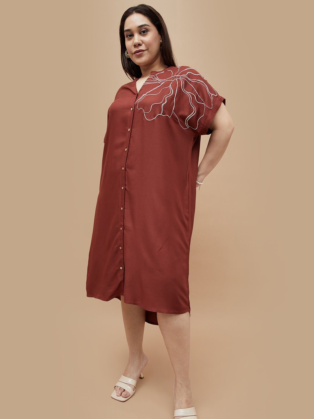 

Nexus by Lifestyle Women Shirt Dress Plus Size, Brown