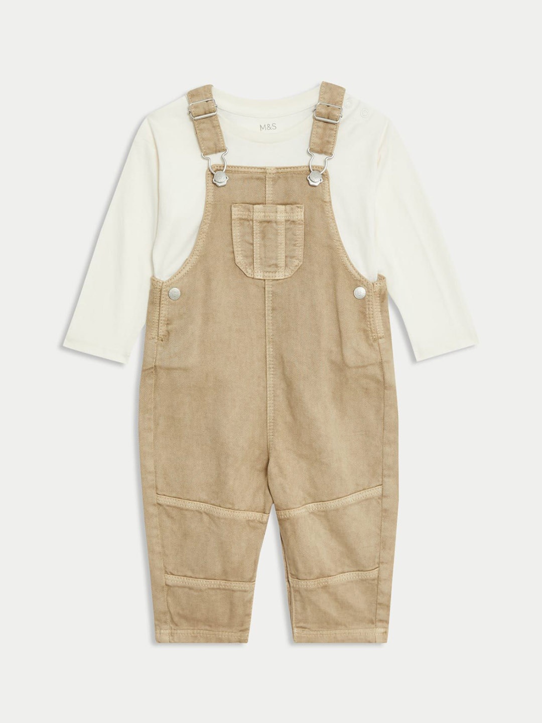 

Marks & Spencer Boys Pure Cotton T-Shirt & Dungarees, Beige