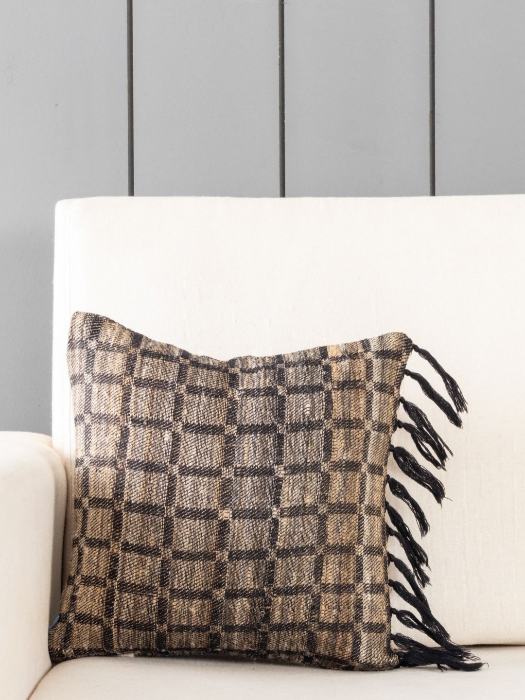 

Eyaas Black & Brown Checked Woollen Square Cushion Covers