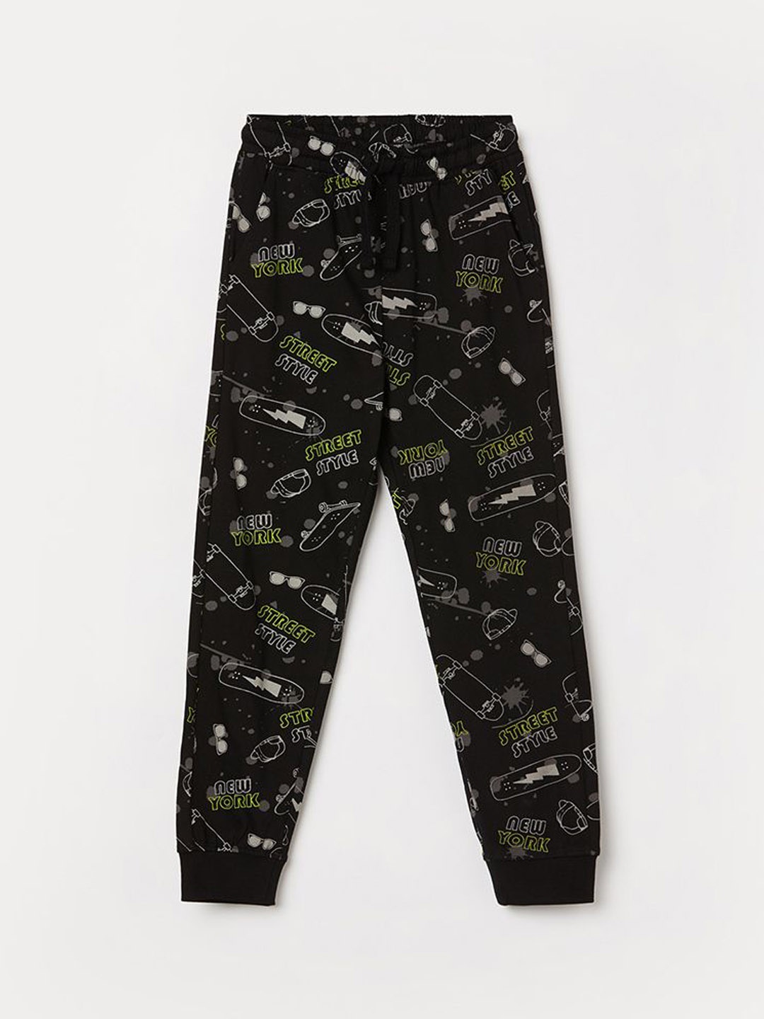 

Fame Forever by Lifestyle Boys Printed Pure Cotton Mid Rise Joggers, Black