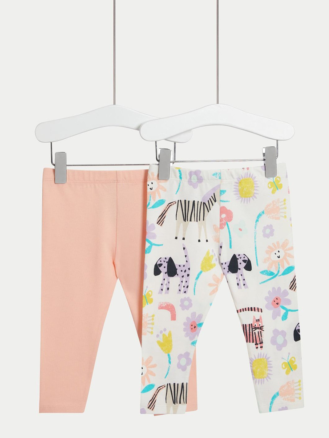 

Marks & Spencer Girls Pack Of 2 Mid-Rise Ankle-Length Leggings, White