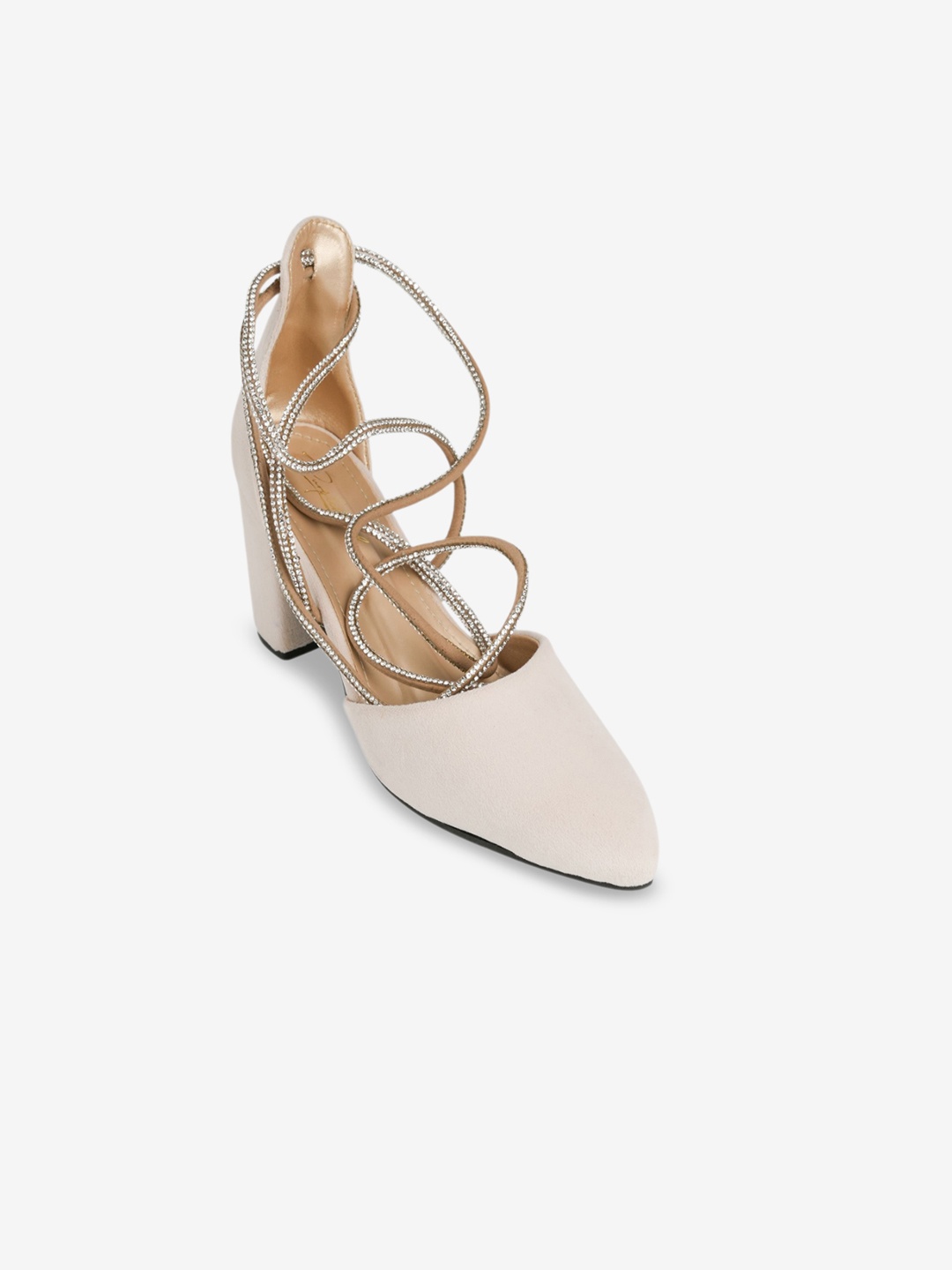 

PURPLEHUNT Women Embellished Block Heeled Mules, White