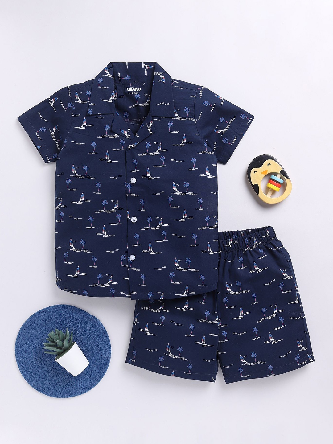 

MIMINO Unisex Kids Printed Trousers, Blue