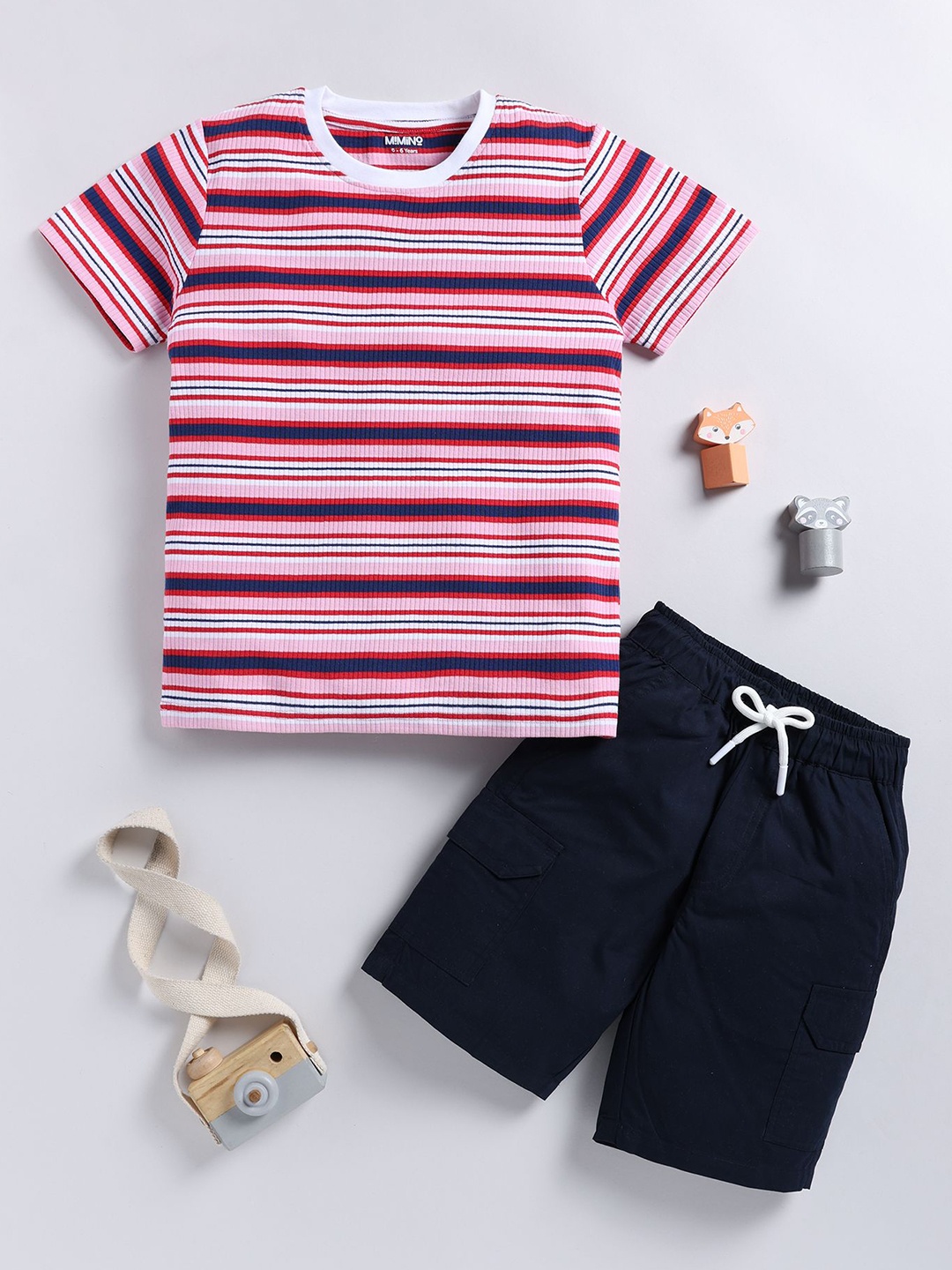 

MIMINO Unisex Kids Striped Trousers, Pink