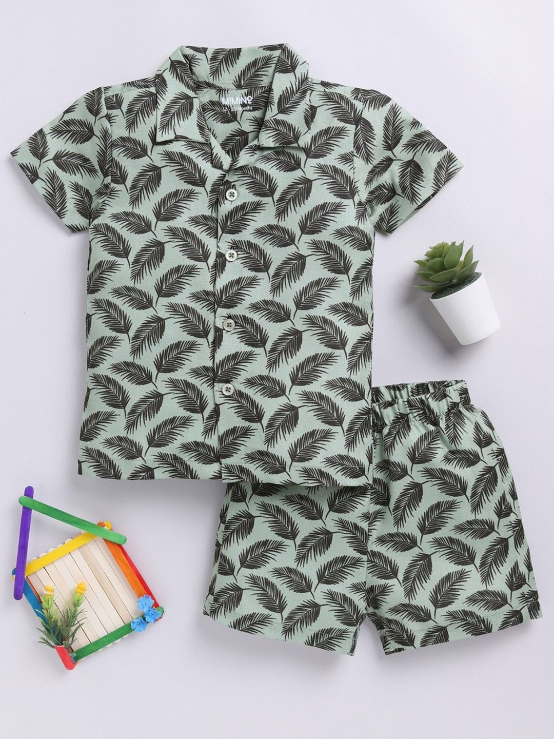 

MIMINO Unisex Kids Printed Trousers, Green