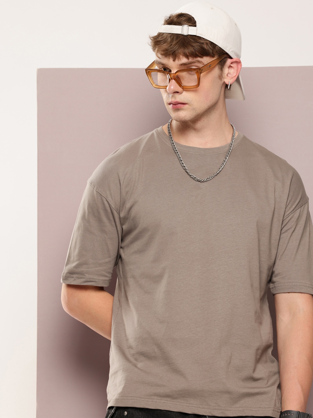 

Kook N Keech Drop-Shoulder Sleeves Pure Cotton Oversized T-shirt, Grey