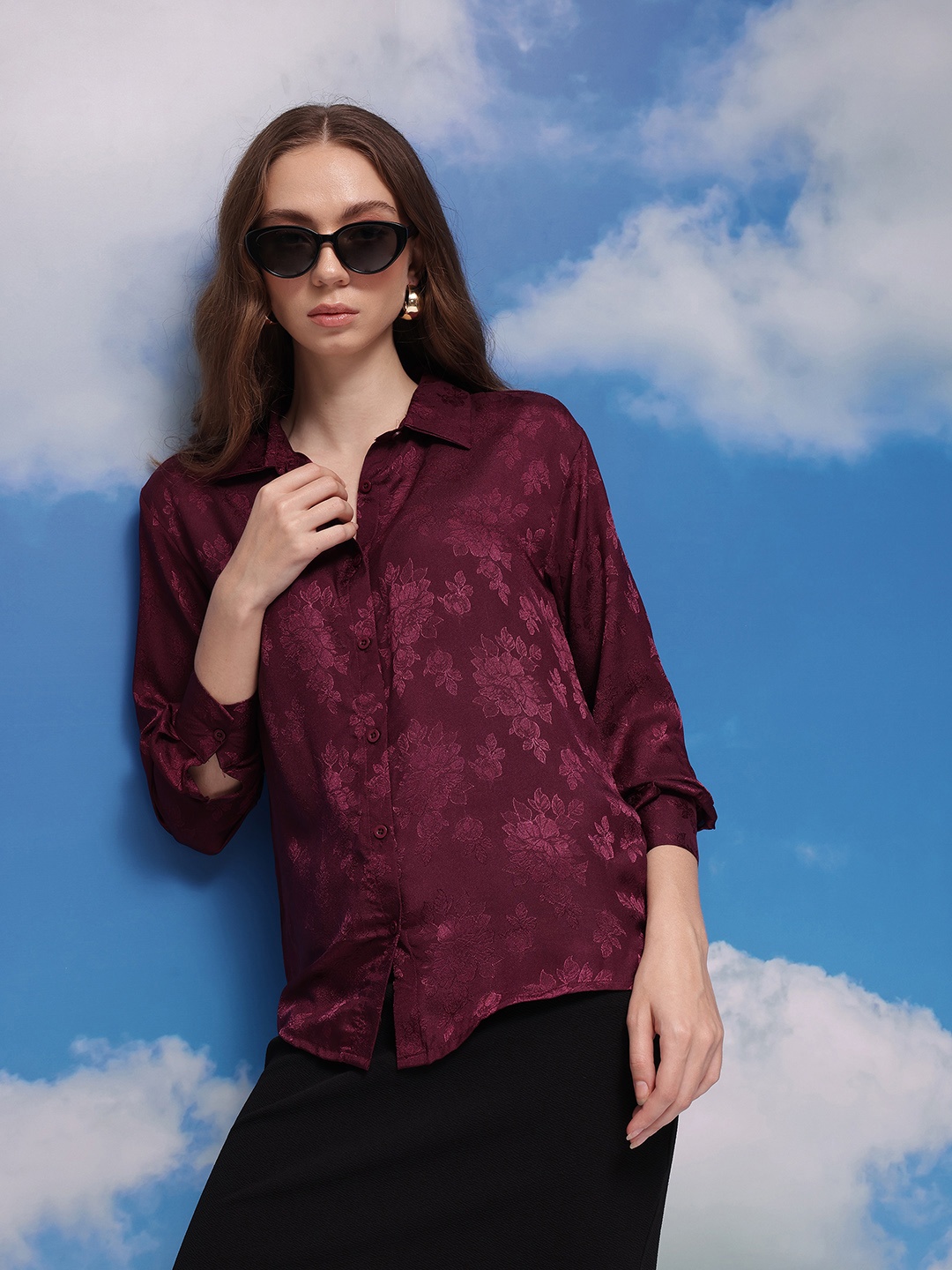 

CORSICA Floral Design Shirt, Maroon