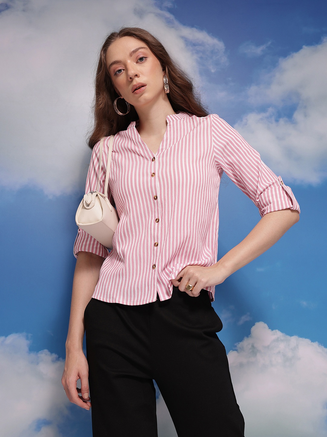 

CORSICA Striped Casual Shirt, Red