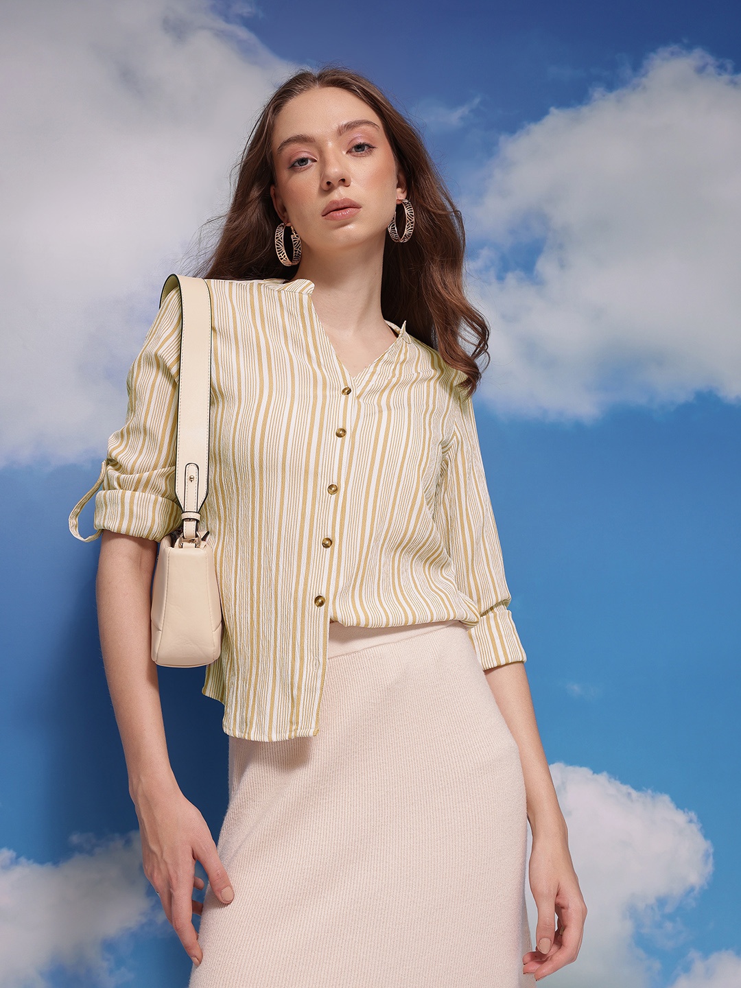 

CORSICA Striped Casual Shirt, Brown