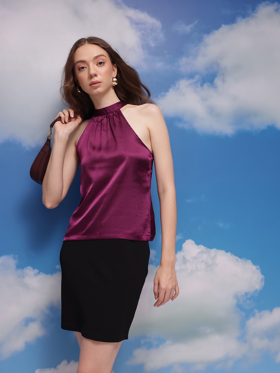 

CORSICA Satin Top, Burgundy