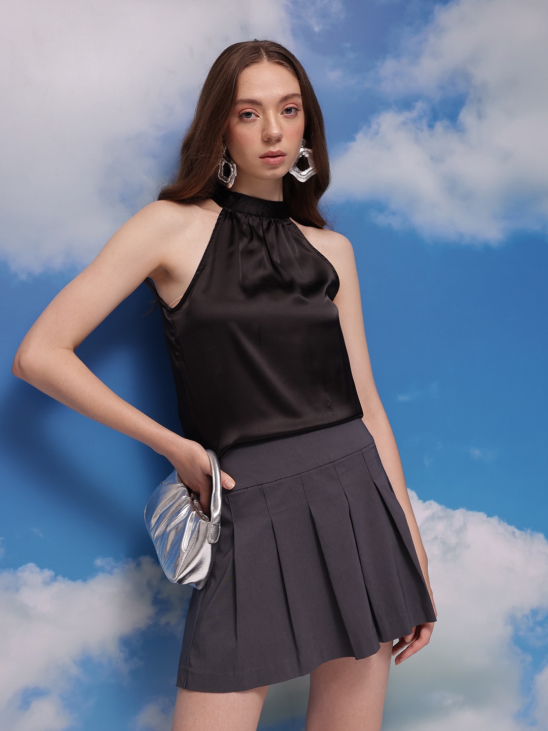 

CORSICA Satin Top, Black