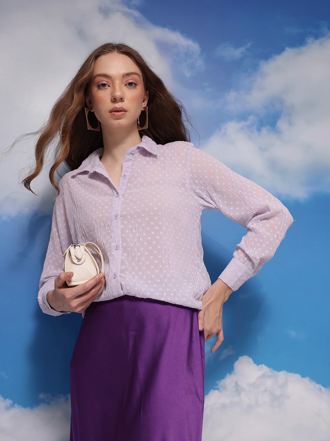 

CORSICA Dobby Textured Casual Shirt, Lavender