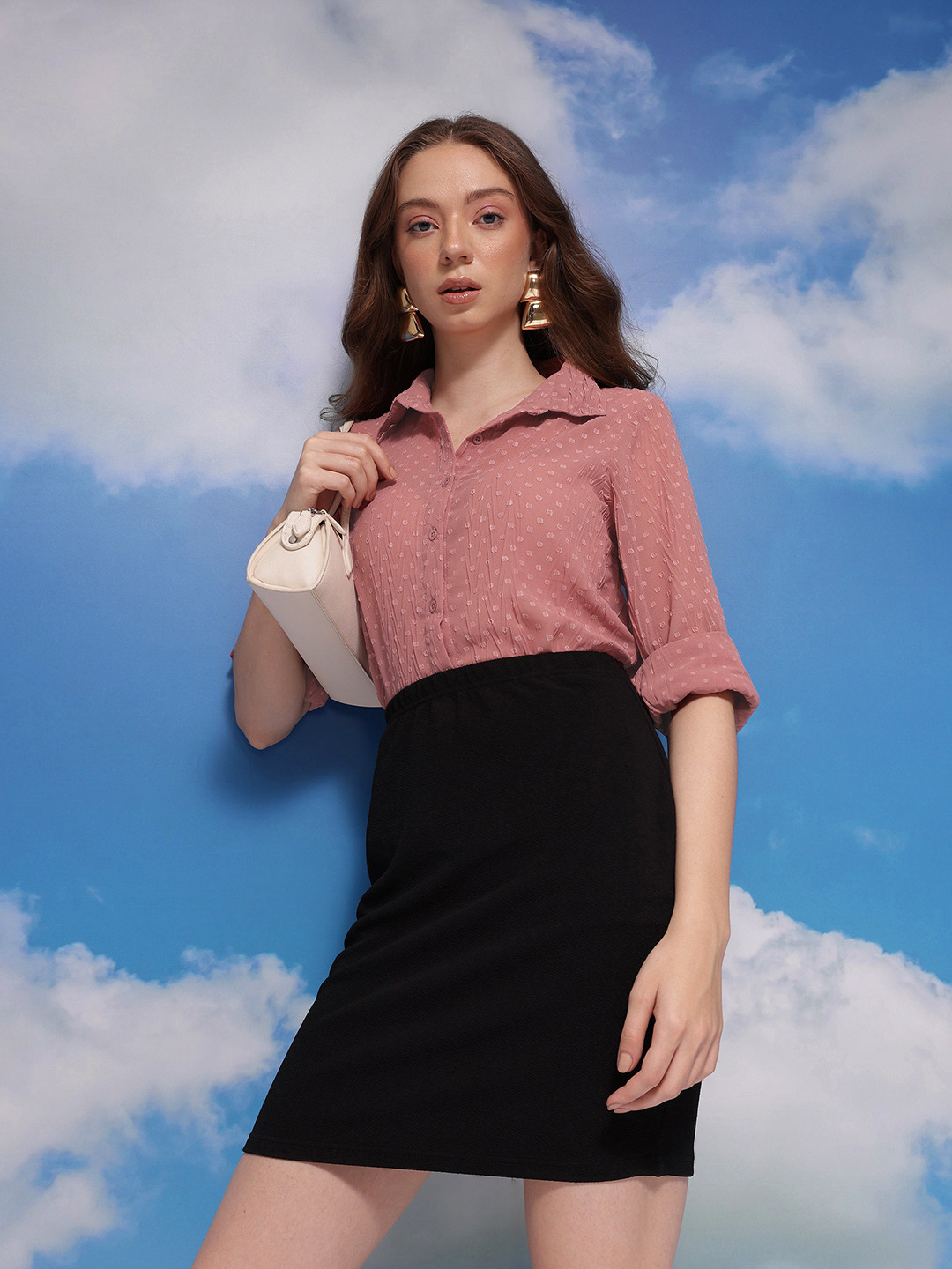 

CORSICA Dobby Textured Casual Shirt, Rose