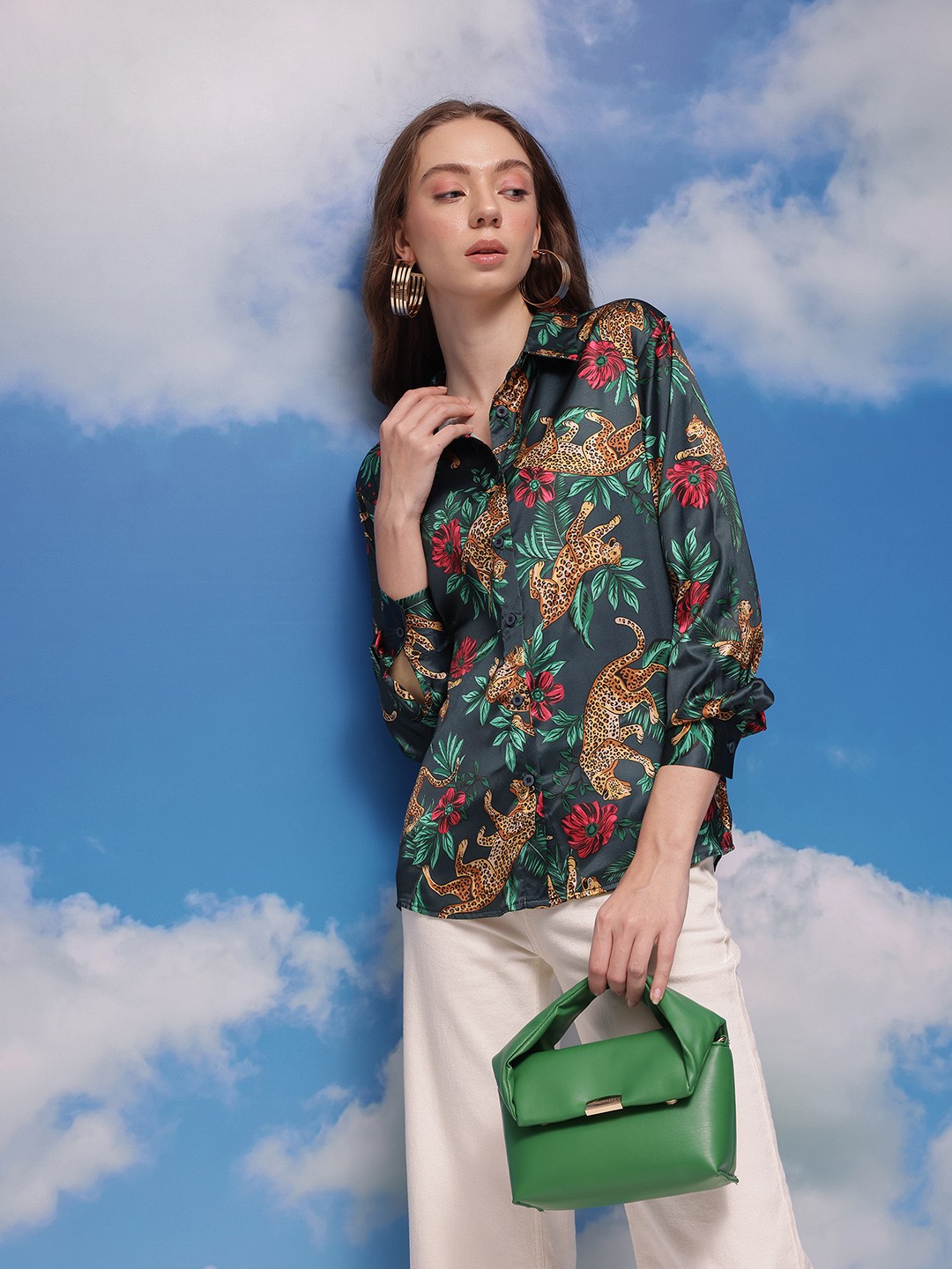 

CORSICA Satin Finish Printed Shirt, Charcoal