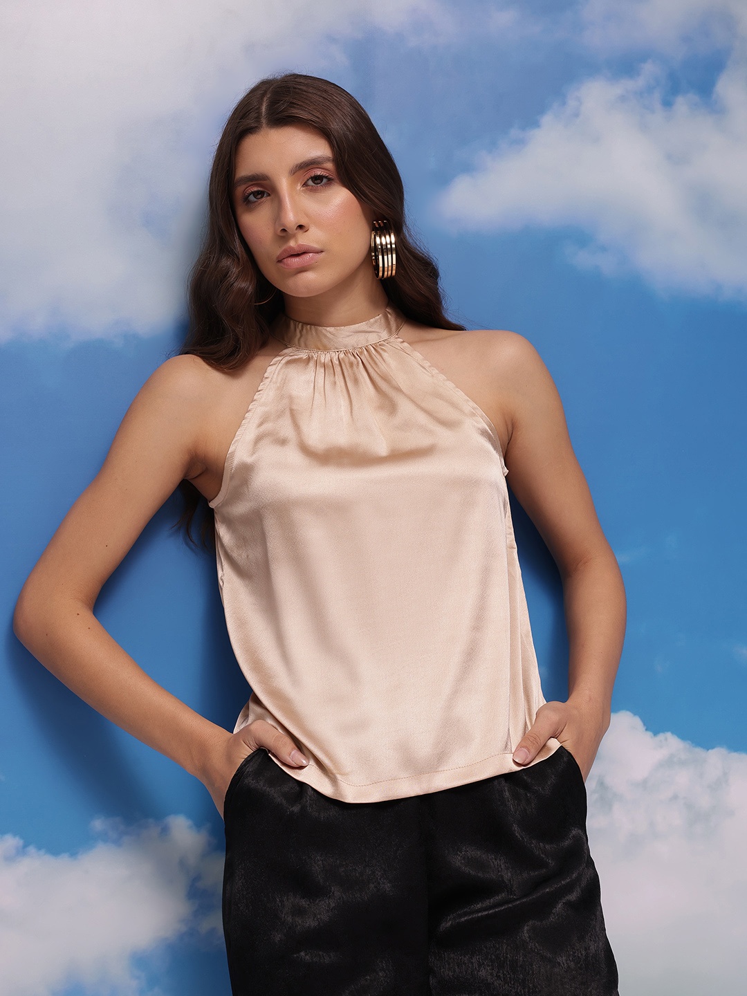 

CORSICA Satin Top, Beige