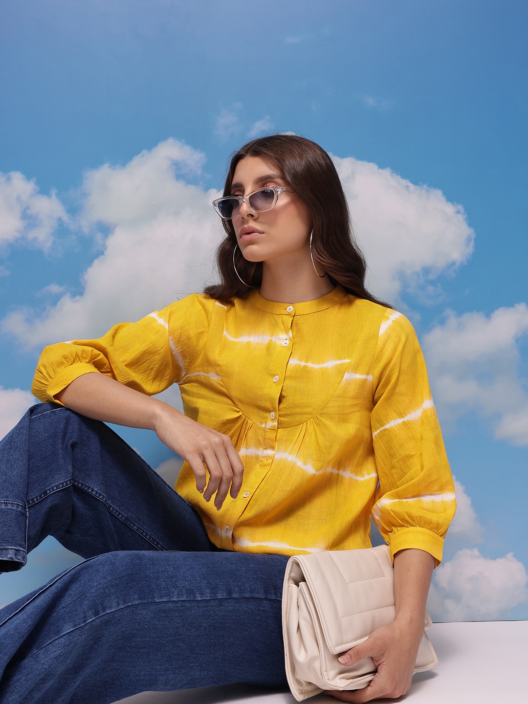 

CORSICA Dyed Cotton Shirt Style Top, Mustard