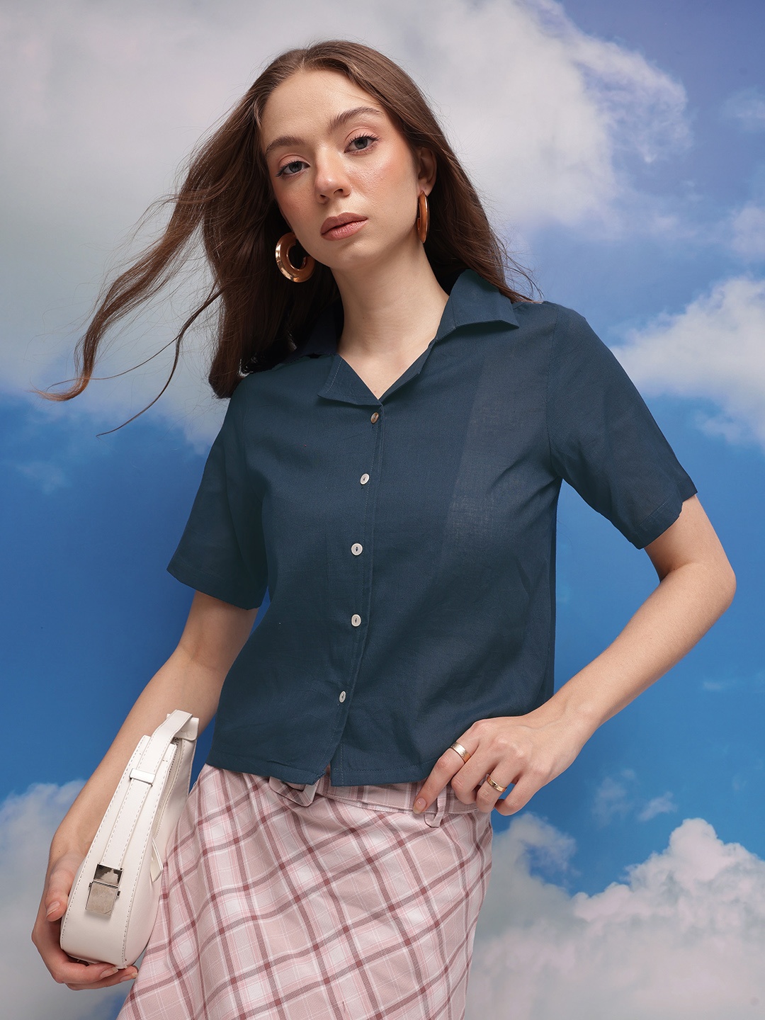 

CORSICA Cotton Opaque Casual Shirt, Navy blue