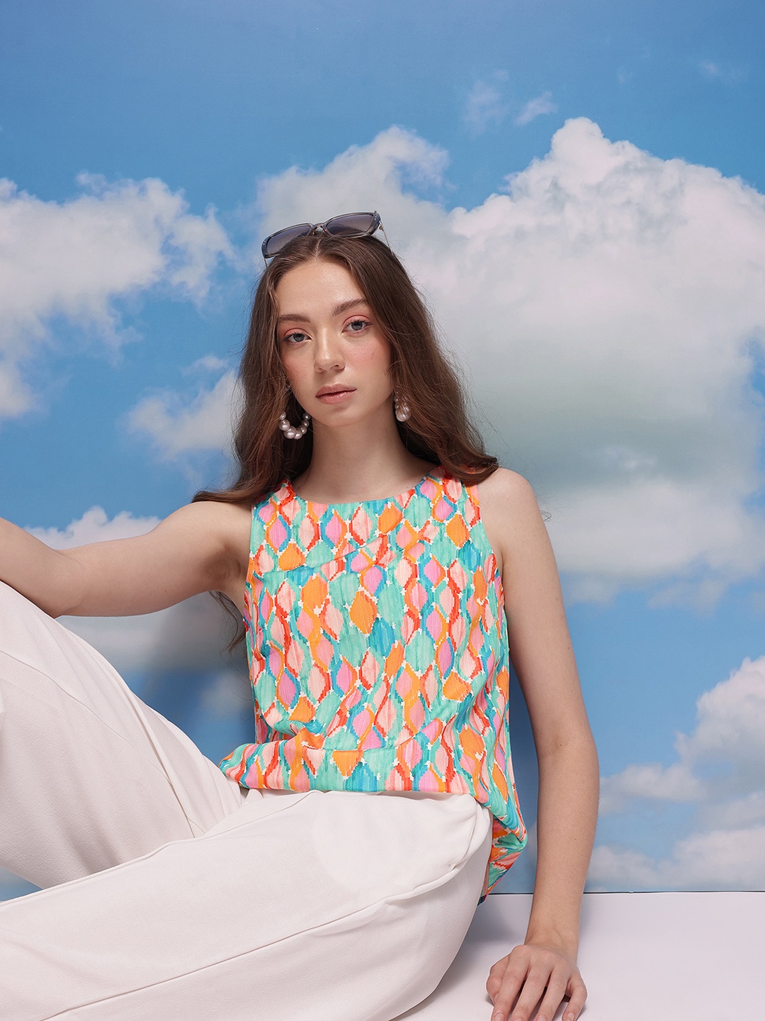 

CORSICA Printed Sleeveless Top, Multi