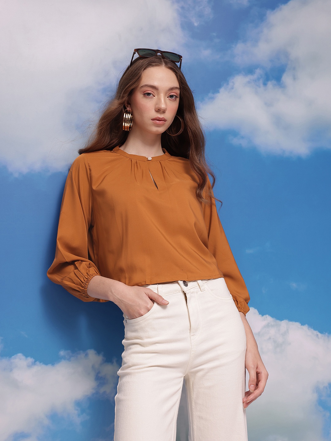 

CORSICA Puff Sleeve Top, Rust