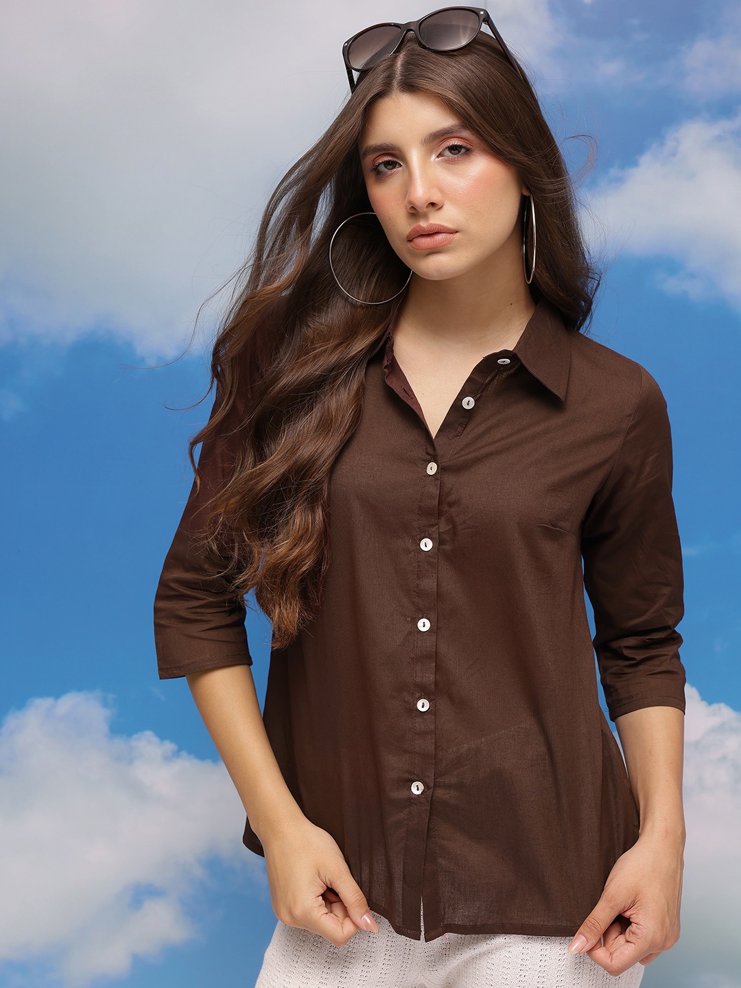 

CORSICA Pure Cotton Regular Fit Opaque Casual Shirt, Brown