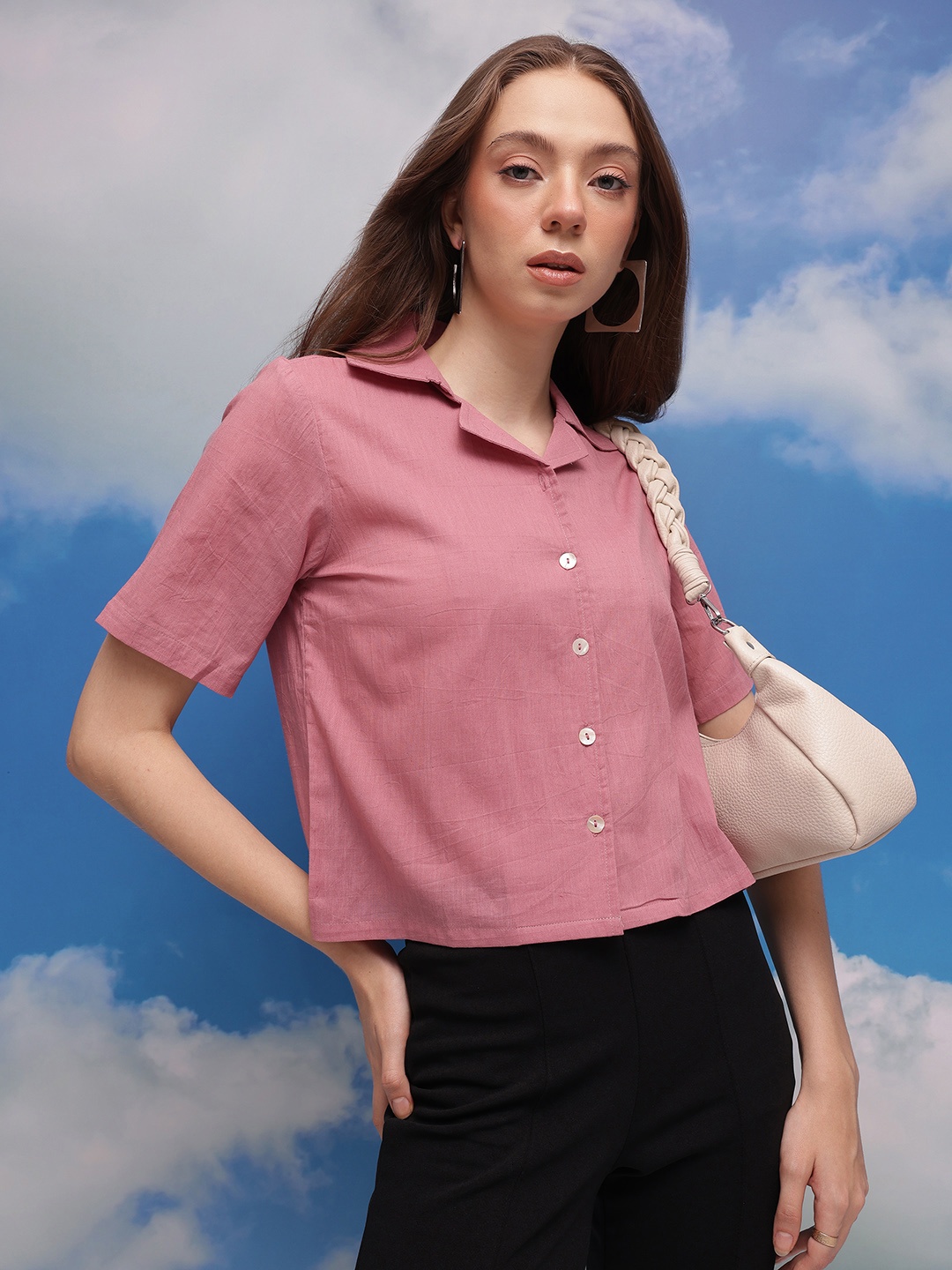 

CORSICA Women Pure Cotton Casual Shirt, Pink