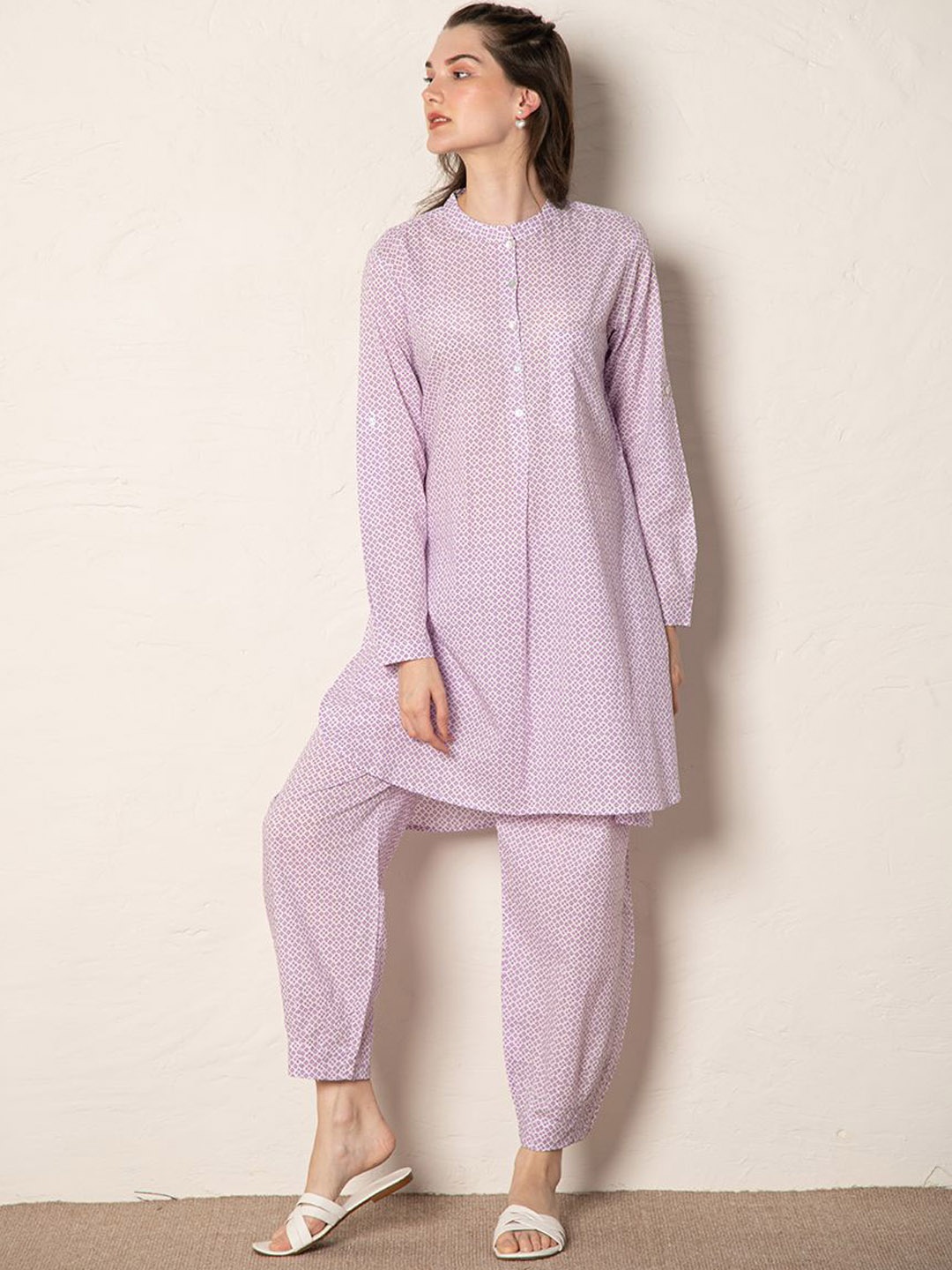 

Ekohum Printed Tunic & Trousers Co-OrdsSet, Lavender