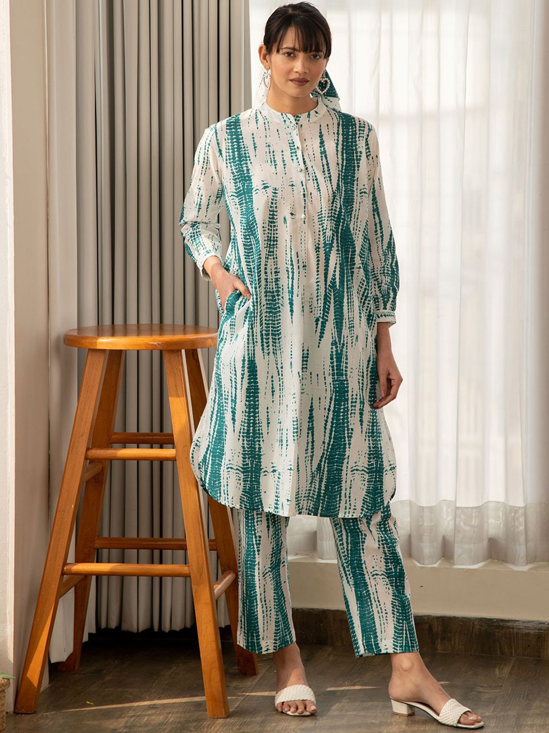 

Ekohum Printed Tunic With Trousers Co-Ords, Green
