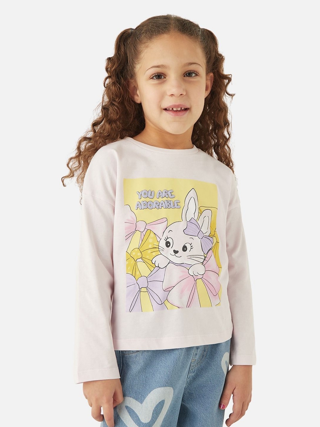 

Juniors by Babyshop Girls Graphic Printed Round Neck Cotton T-shirt, Pink
