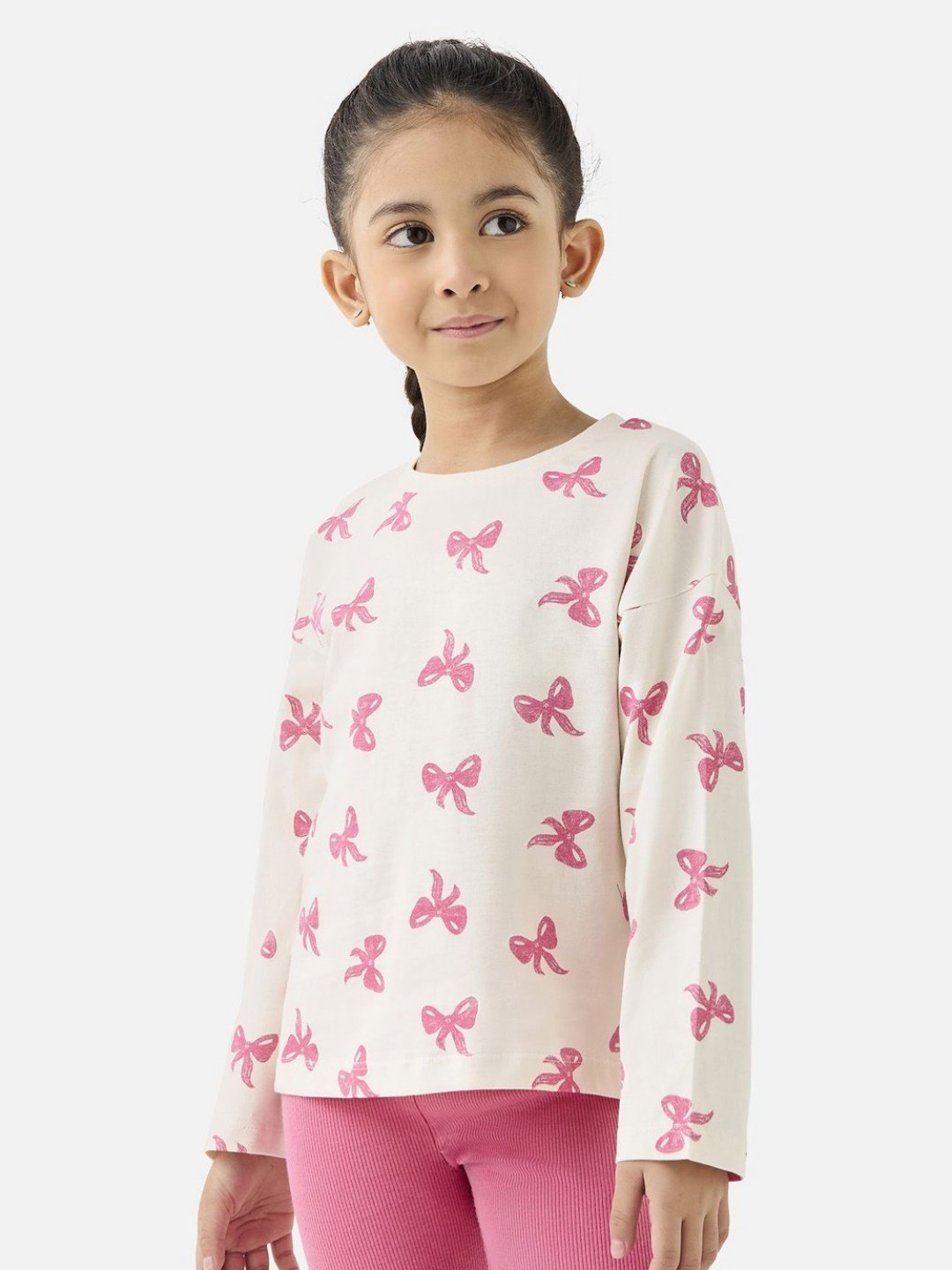 

Juniors by Babyshop Girls Conversational Printed Round Neck Cotton T-shirt, Cream
