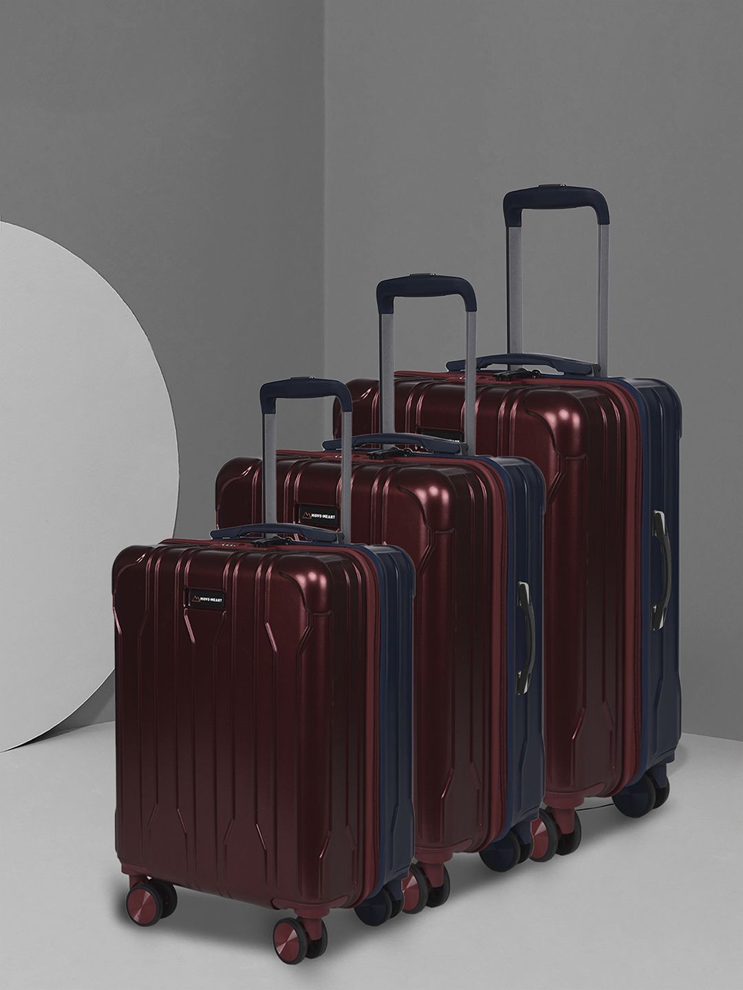 

MOVE-MEANT Set Of 3 Textured Hard-Sided Trolley Suitcase, Red